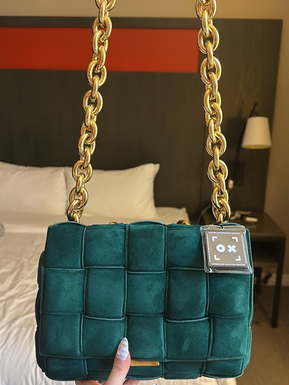 Bottega Veneta Teal Padded Cassette Bag with Gold Chain - Picture 1 of 8